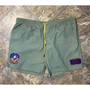 RSVLTS Top Gun Swim Trunks Mens 2XL Green Lined Maverick Tomcat Patches